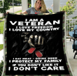 Veterans Blanket - I Am A Veteran I Love Freedom I Love My Country Fleece Blanket - Spreadstores