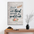 Start each day with God grace and gratitude canvas wall art