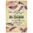 Psalm 91:4 NIV He will cover you with his feathers Scripture wall art canvas