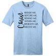 Christ beside before behind within beneath above me mens Christian t-shirt - Gossvibes