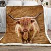 Gossvibe - Cow Blanket - Highland Cow Sherpa Fleece Blanket - JR2001 90O47
