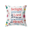 Delight yourself in the Lord Psalm 37:4 Bible verse pillow - Christian pillow, Jesus pillow, Bible Pillow - Spreadstore