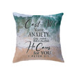 Cast all your anxiety on him 1 Peter 5:7 Bible verse pillow - Christian pillow, Jesus pillow, Bible Pillow - Spreadstore