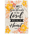 Psalm 9:1 I will give thanks to you Lord with all my heart Bible verse blanket - Gossvibes