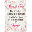 Personalized Christian gifts: Sweet girl you are more than we ever expected custom blanket - Gossvibes