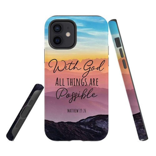 With god all things are possible Matthew 19:26 Bible verse Christian phone case, Jesus Phone case, Bible Phone case - Tough case