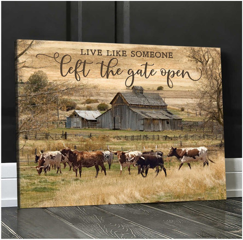 Gossvibe Live Like Someone Left The Gate Open Highland Cattle Herd Canvas Wall Art Decor