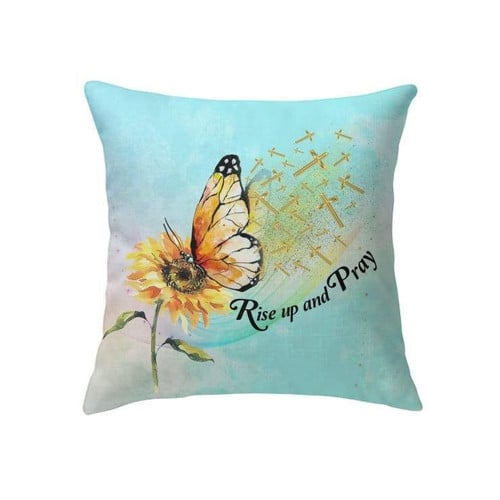 Rise up and pray butterfly sunflower Christian pillow - Christian pillow, Jesus pillow, Bible Pillow - Spreadstore
