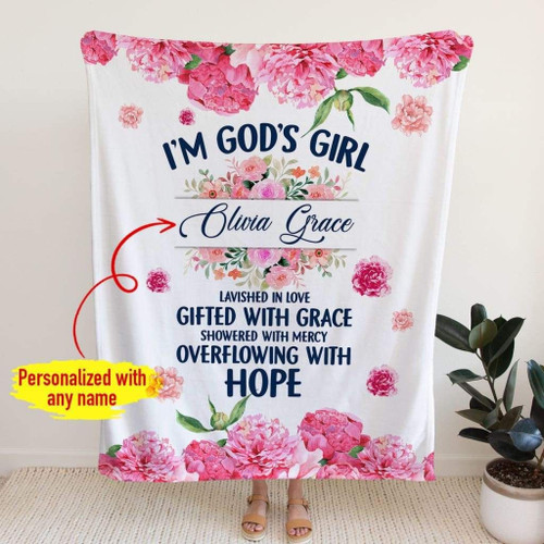Personalized Christian Gifts: I am God's girl lavished in love Custom blanket - Christian Blanket, Jesus Blanket, Bible Blanket - Spreadstores