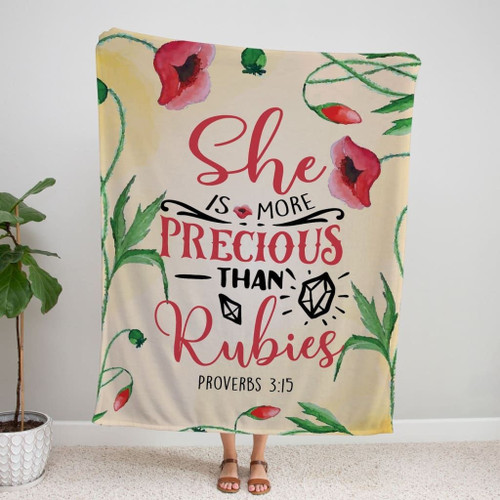 She is more precious than rubies Proverbs 3:15 Christian blanket - Christian Blanket, Jesus Blanket, Bible Blanket - Spreadstores