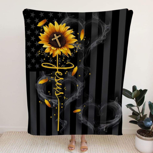Jesus cross sunflower Christian blanket - Christian Blanket, Jesus Blanket, Bible Blanket - Spreadstores