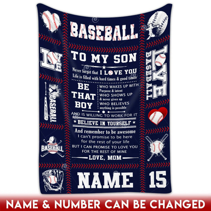 Baseball Gifts For Kids Custom Sign Navy USA Blanket