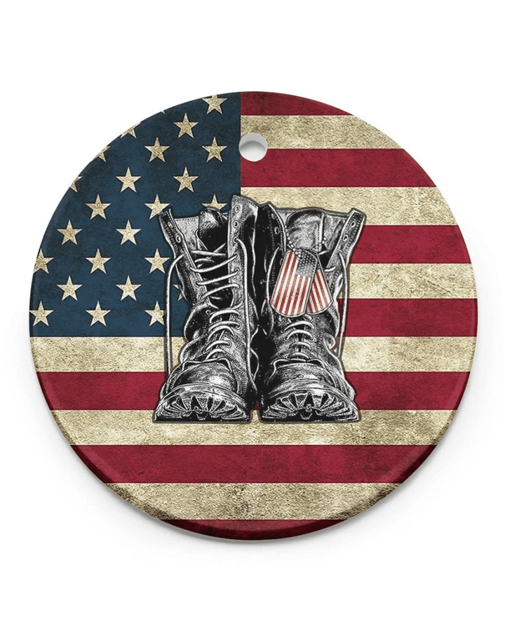 U.S. Veteran Boots American Circle Ornament (2 sided) - Spreadstores