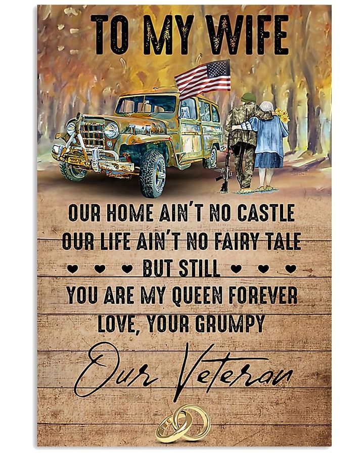Veteran Wife Canvas, To My Wife Our Home Ain't No Castle Our Life Ain't No Fairy Tale Matte Canvas - Spreadstores