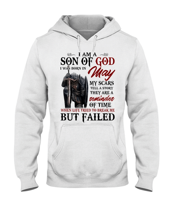 Veterans Shirt - I Am A Son Of God I Was Born In May My Scars Tell A Story Hoodies - Spreadstores