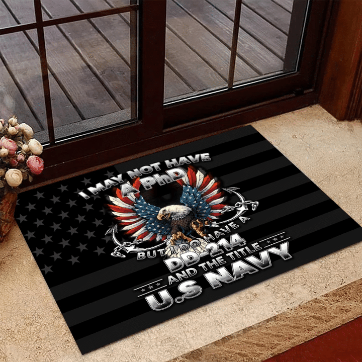 Veteran Welcome Rug, I May Not Have A PhD But I Do Have A DD-214 Doormat - Spreadstores