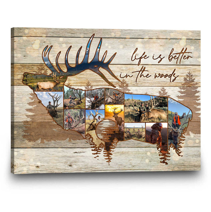 Elk Hunting Photo Collage Canvas Personalized Gift For Elk Hunter