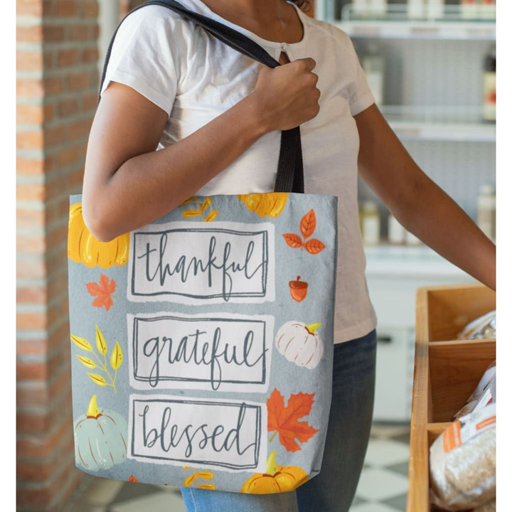 Thankful grateful blessed tote bag - Gossvibes
