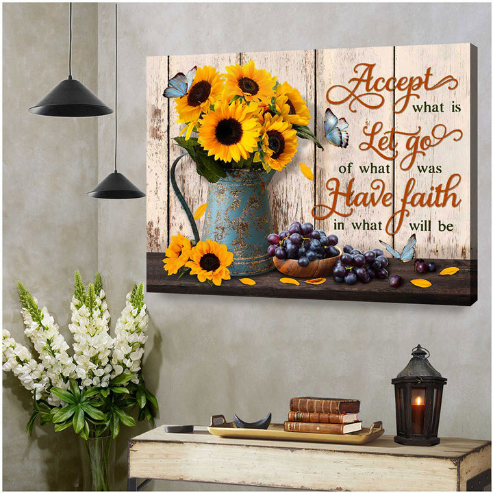 Sunflower Canvas Accept What Is Wall Art For Farmhouse Decor