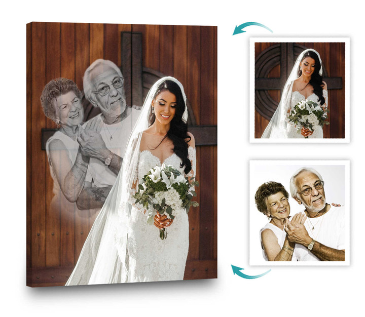 Add Deceased Loved One To Photo, Combined Photos, Add Person To Photo Canvas Print - Personalized Sympathy Gifts - Spreadstore