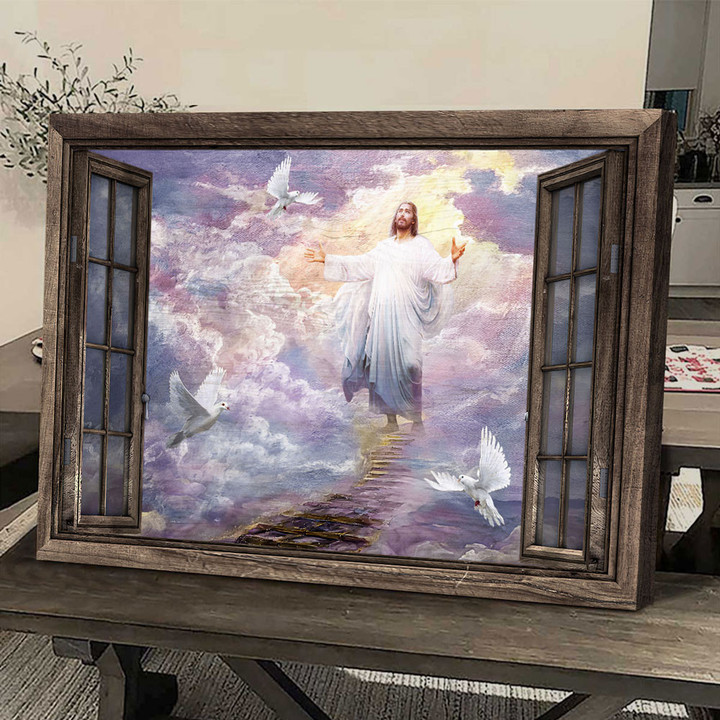 Jesus painting, Heaven's light, Behind the cloud, Jesus takes me to heaven, - Jesus Canvas Prints, Wall Art