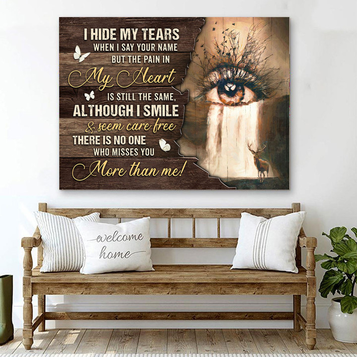 Eye drawing, There is no one who misses you more than me -Canvas Prints, Wall Art