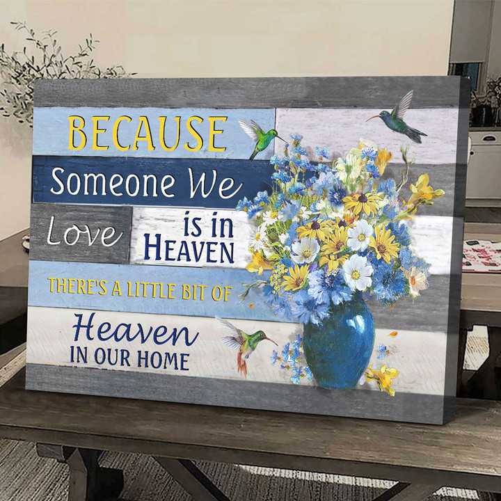 Hummingbird painting, Colorful daisies, There's a little bit of heaven in our home - Canvas Prints, Wall Art