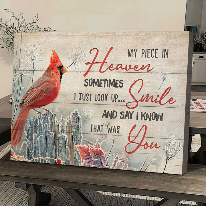 Red cardinal, Sometimes I just look up smile - Heaven Landscape Canvas Prints, Wall Art