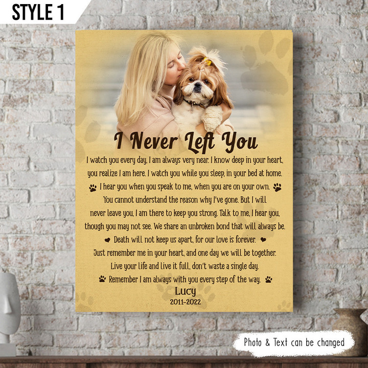I Never Left You I Watch You Everyday Dog Vertical Canvas Poster Framed Print Personalized Dog Memorial Gift For Dog Lovers