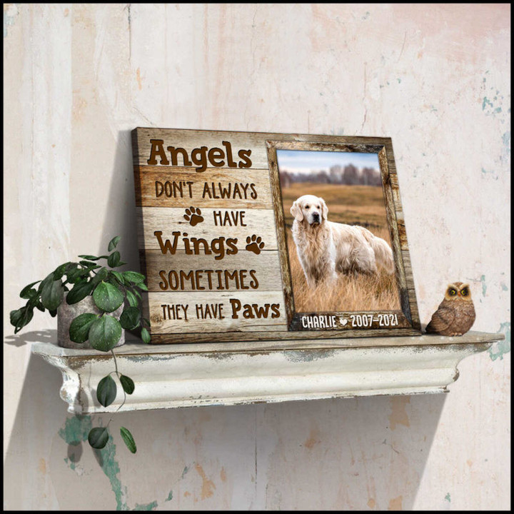 Custom Canvas Prints Memorial Pet Photo Gift Angels don't always have wings Ohcanvas - Personalized Dog Sympathy - Spreadstores