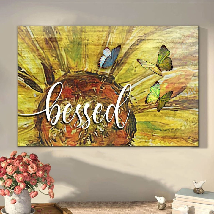 Blessed Sunflower Wall Art Canvas - Blessed Wall Art