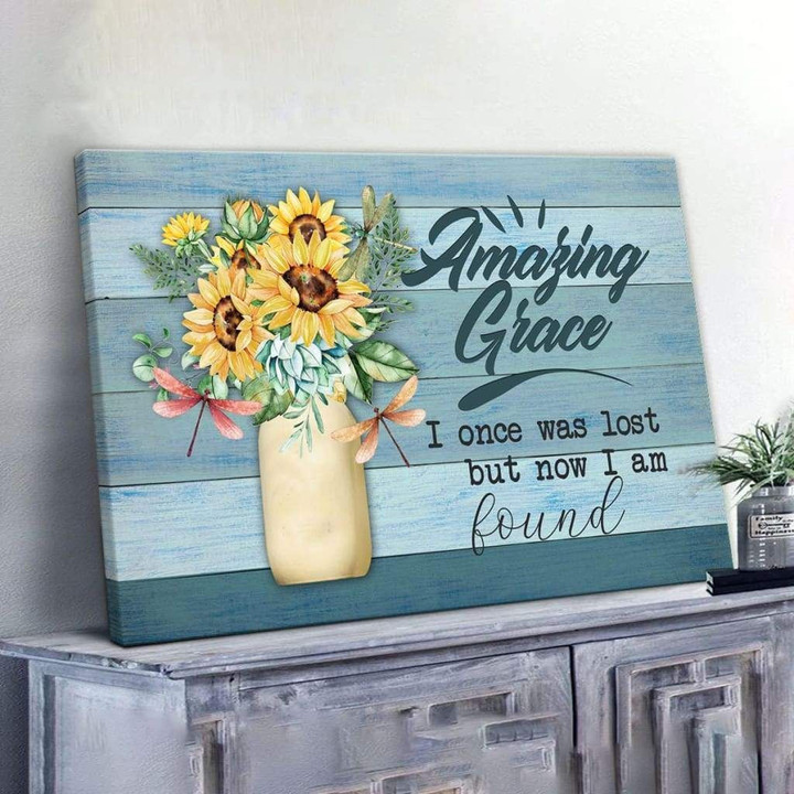Amazing Grace I once was lost But now I am found Christian wall art canvas print