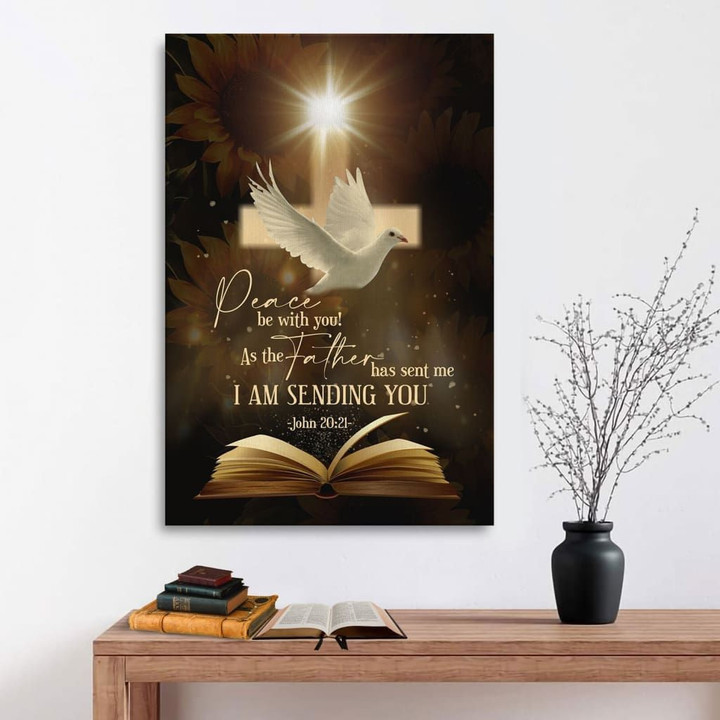 John 20:21 Peace be with you canvas - Bible verse wall art