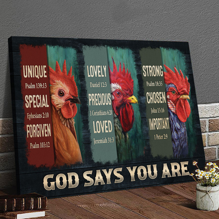 Amazing chicken - God says you are Jesus Landscape Canvas Print Wall Art