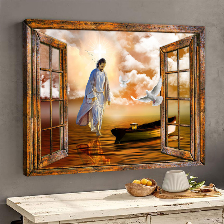 Jesus - Through the windows Jesus Landscape Canvas Print
