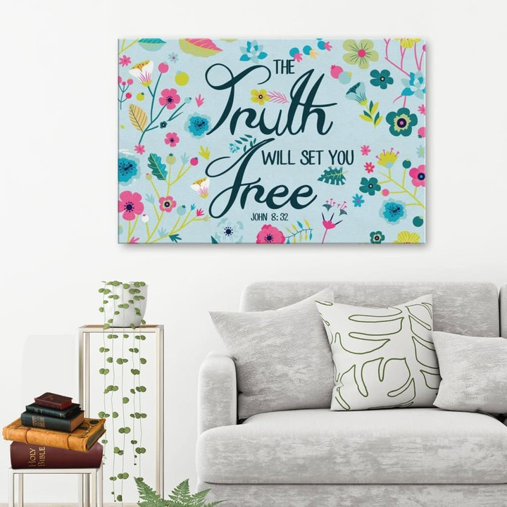 Scripture wall art: The Truth will set You free John 8:32 canvas print
