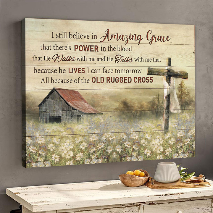 All because of the old rugged cross Jesus Landscape Canvas Print Wall Art