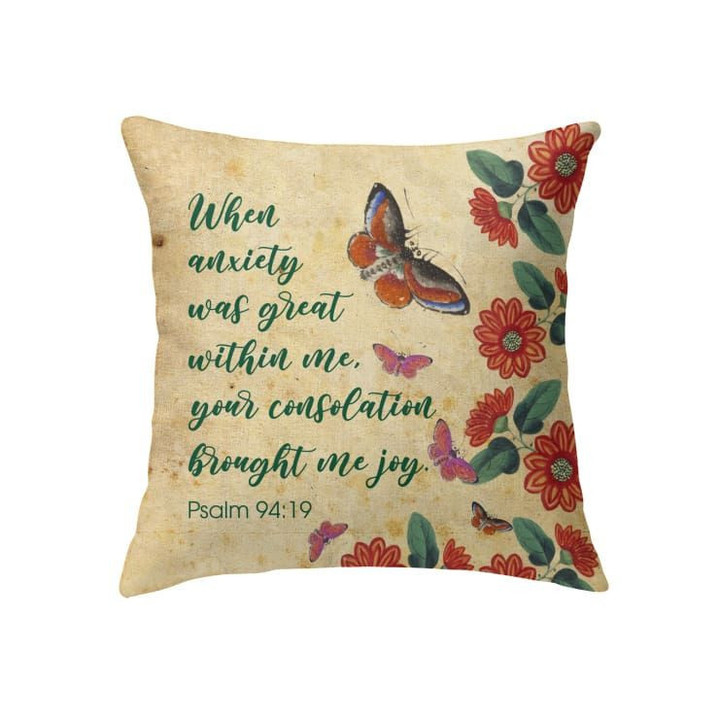 Psalm 94:19 When anxiety was great within me Bible verse pillow - Christian pillow, Jesus pillow, Bible Pillow - Spreadstore