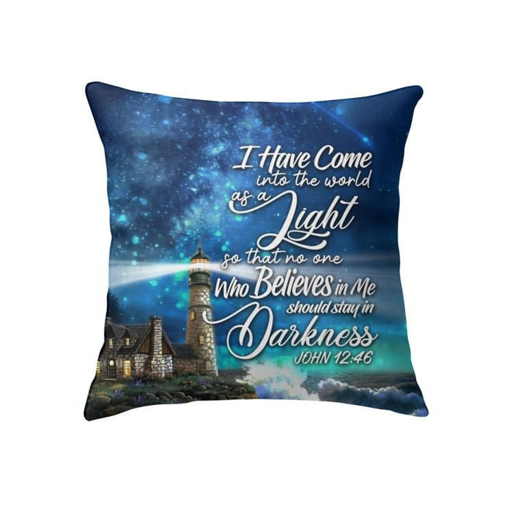John 12:46 I have come into the world as a light Bible verse pillow - Christian pillow, Jesus pillow, Bible Pillow - Spreadstore
