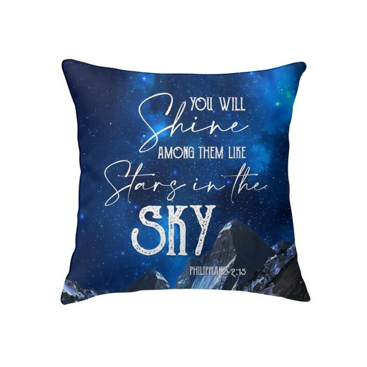 Bible verse pillow: Philippians 2:15 you will shine among them like stars in the sky - Christian pillow, Jesus pillow, Bible Pillow - Spreadstore
