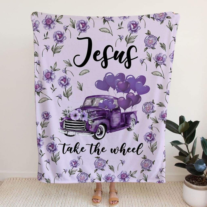 ( Purple) Jesus take the wheel Christian blanket - Gossvibes