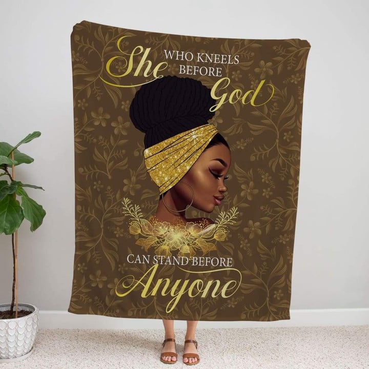 Black Women Blanket: she who kneels before God fleece blanket - Gossvibes