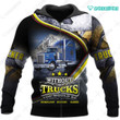 Spread stores  3D With Out truck Bright Blue K 1302 Hoodie Over Print Plus Size