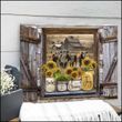 Ohcanvas Hereford Cows Sunflower Mason Jars on Rustic Window Sill Barn View Today I Choose Joy Canvas Wall Art Decor