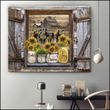 Ohcanvas Hereford Cows Sunflower Mason Jars on Rustic Window Sill Barn View Today I Choose Joy Canvas Wall Art Decor