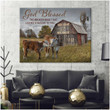 Custom Canvas Prints Anniversary Wedding Gift God Blessed The Broken Road Barn and Hereford Cows Wall Art Decor Ohcanvas