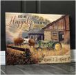 Custom Canvas Prints Personalized Wedding Anniversary Gifts And we lived happily ever after Couple Cow Kissing and Farmhouse and Tractor Wall Art Decor Ohcanvas