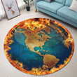 Earth Premium Round Rug Floor Mat Carpet, Rug For Living Room, For Bedroom