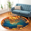 Earth Premium Round Rug Floor Mat Carpet, Rug For Living Room, For Bedroom