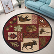 Hunting Bear And Moose Premium Round Rug Floor Mat Carpet, Rug For Living Room, For Bedroom